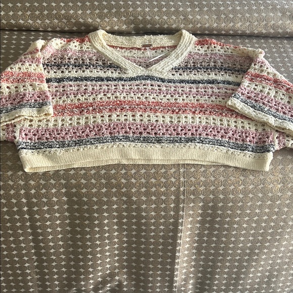 Free People Other - NWOT Striped Crochet Knit Sweater/short set size S